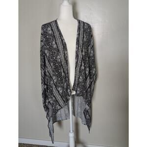 Eyeshadow Rayon Kimono Womens XL‎ Black White Open Front Cardigan Coverup